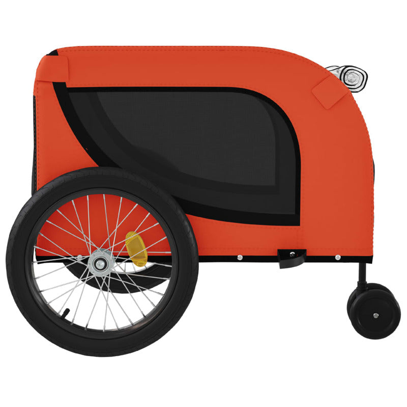 Vidaxl Remolque De Bicicleta Mascotas Hierro Tela Oxford Naranja Negro_5