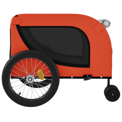 Vidaxl Remolque De Bicicleta Mascotas Hierro Tela Oxford Naranja Negro_5