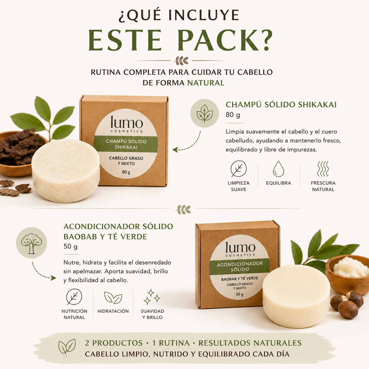 Pack Capilar Equilibrio | Champú Shikakai + Acondicionador Sólido | Cabello Graso y Mixto_2