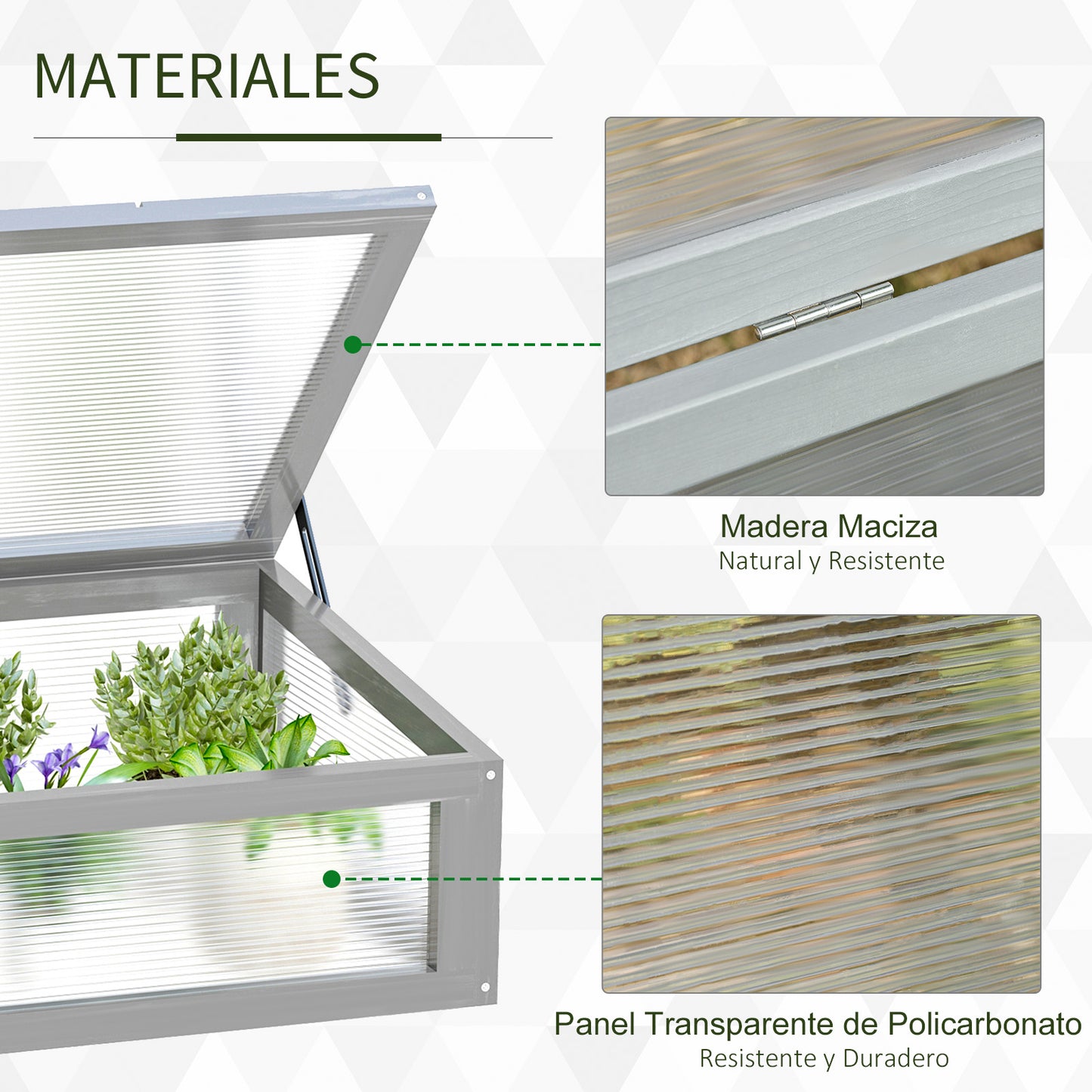 Outsunny Invernadero De Madera Policarbonato 90x46x28cm Tapa Inclinada Jardín_5