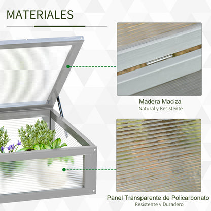 Outsunny Invernadero De Madera Policarbonato 90x46x28cm Tapa Inclinada Jardín_5