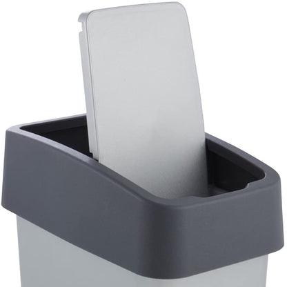 Cubo De Basura Premium Con Tapa Abatible, Tacto Suave, 10l, Color Plateado_3