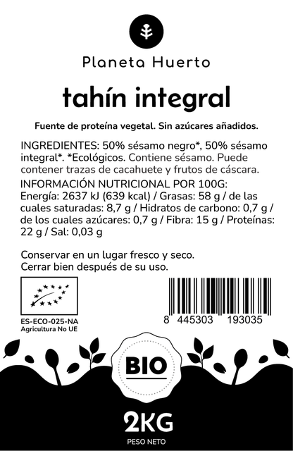 Tahin de sésamo integral ECO Planeta Huerto 2kg