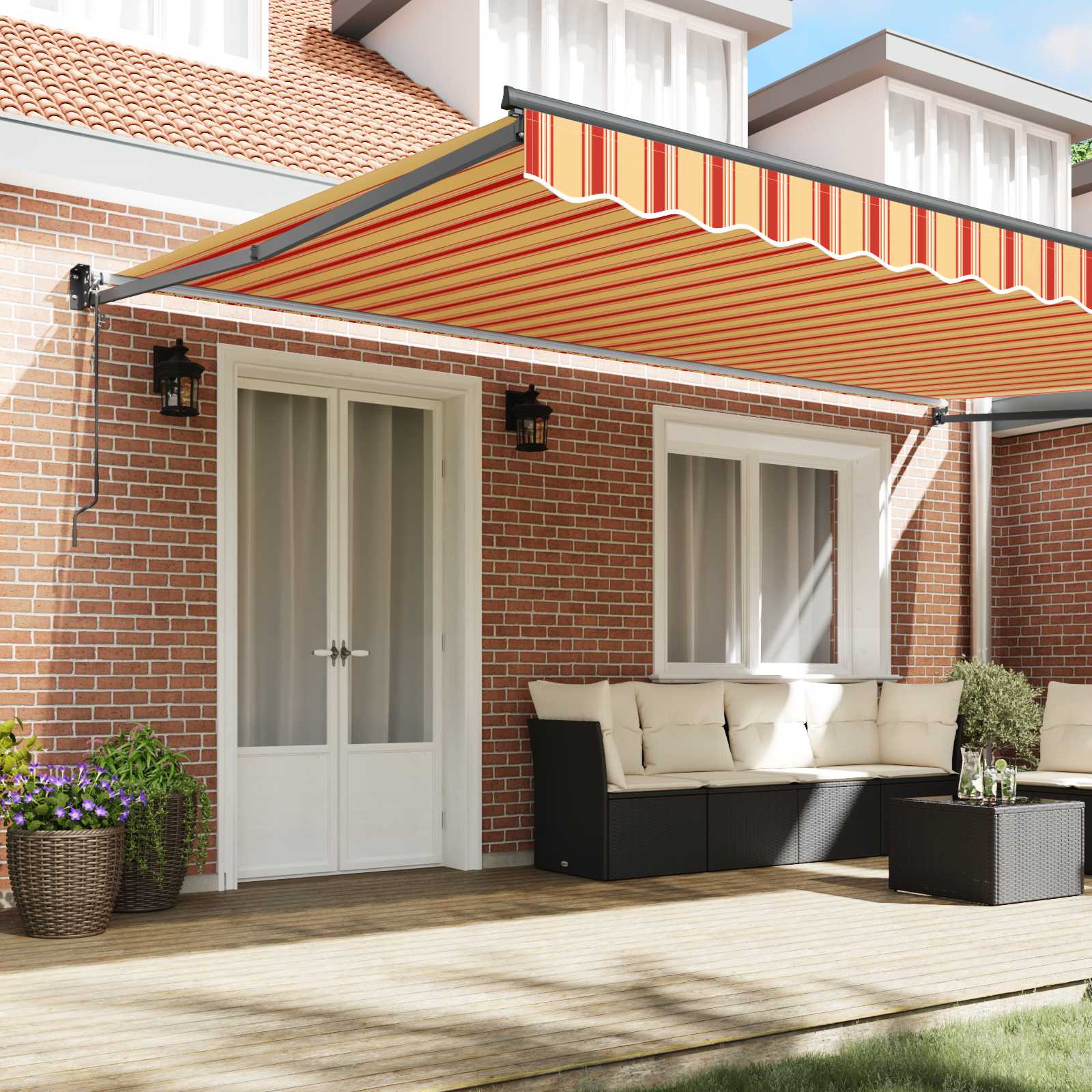 Toldo Retráctil Crema 500 X 300 X 165 Cm Poliéster Y Metal_2