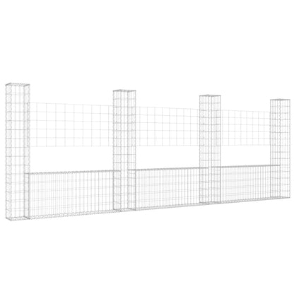 Cesta De Gaviones Forma De U 4 Postes De Hierro 380x20x150 Cm / Vetonek_4