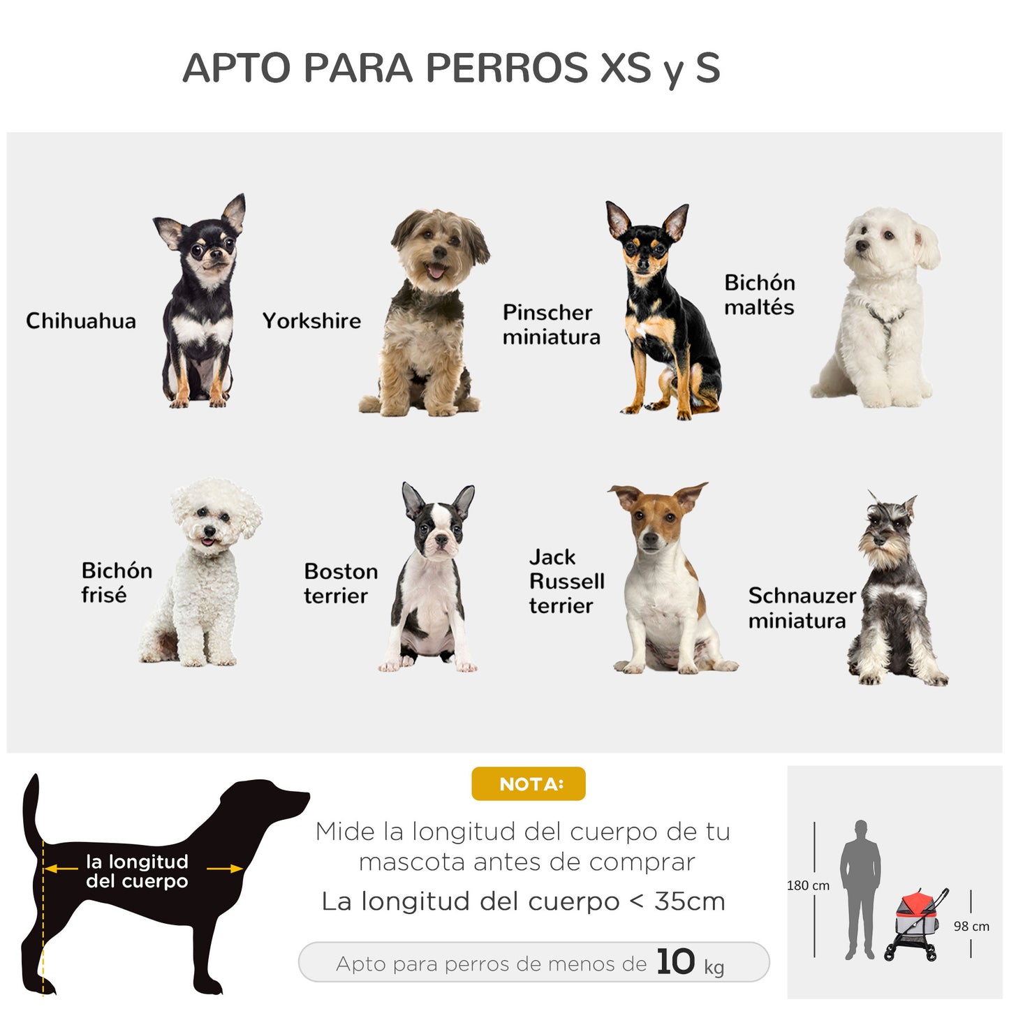 Pawhut Carrito Para Perros Plegable 3 En 1 Con Vagón Desmontable Rojo_3