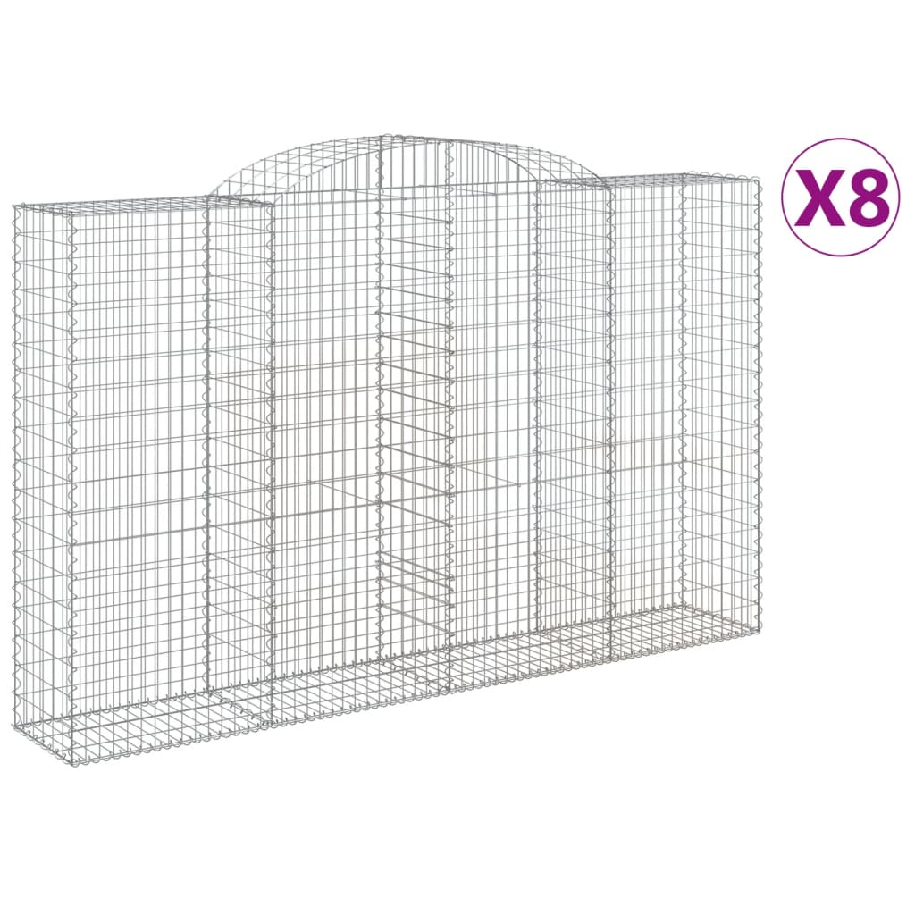 Cestas De Gaviones 8 Uds Forma De Arco Hierro 300x50x180/200 Cm_0
