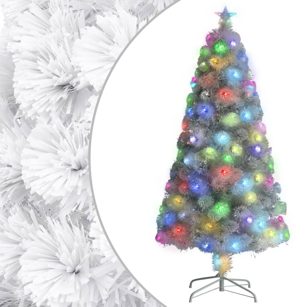Vidaxl Árbol De Navidad Artificial Con Luces Fibra Óptica Blanco 120cm_0