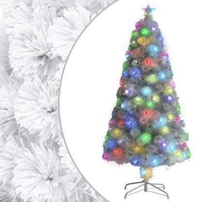 Vidaxl Árbol De Navidad Artificial Con Luces Fibra Óptica Blanco 120cm_0