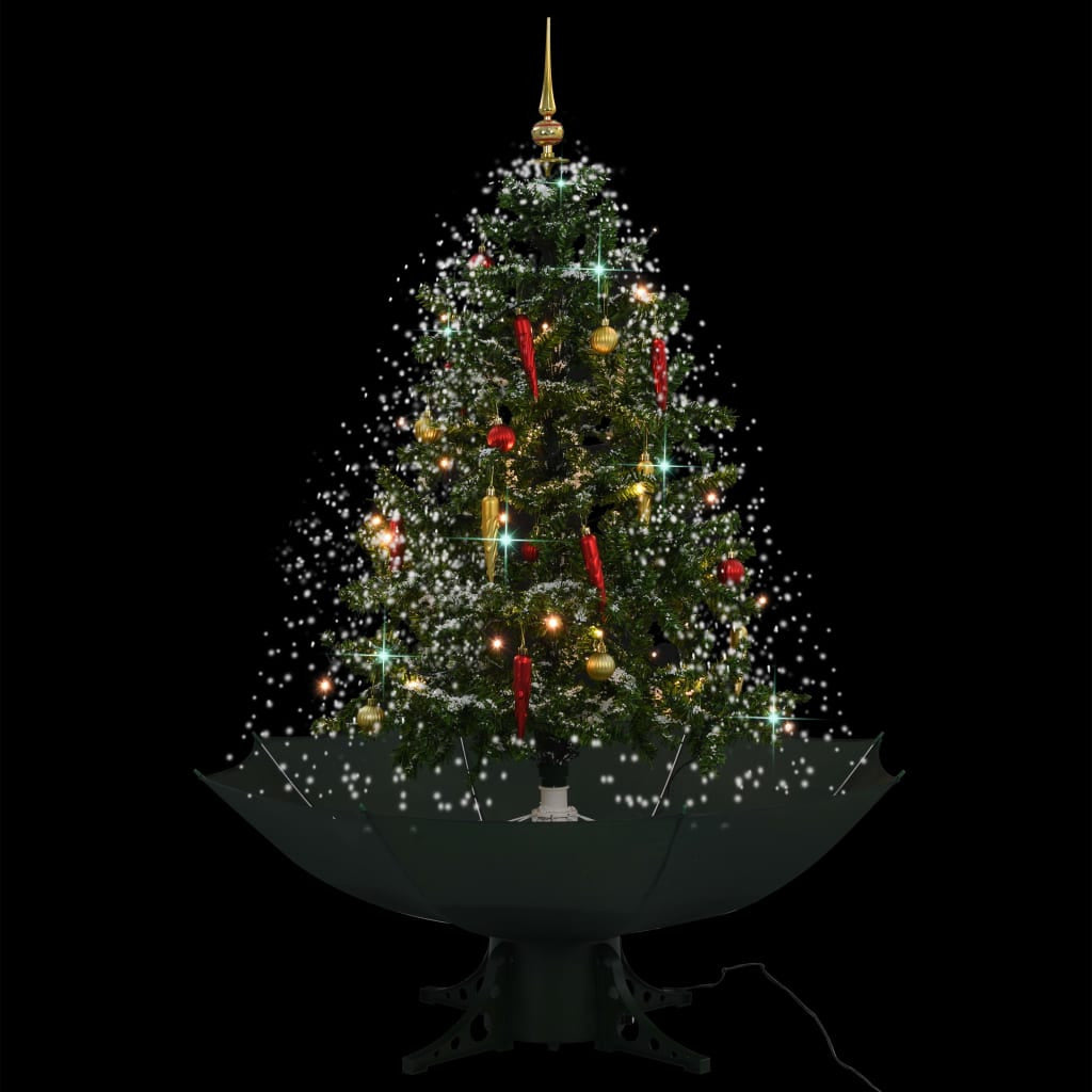 Vidaxl Árbol De Navidad Con Nieve Con Base En Paraguas Verde 140 Cm_2