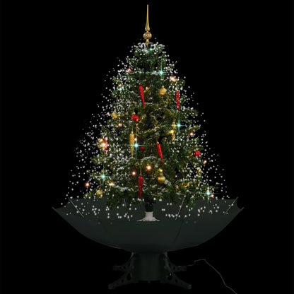 Vidaxl Árbol De Navidad Con Nieve Con Base En Paraguas Verde 140 Cm_2