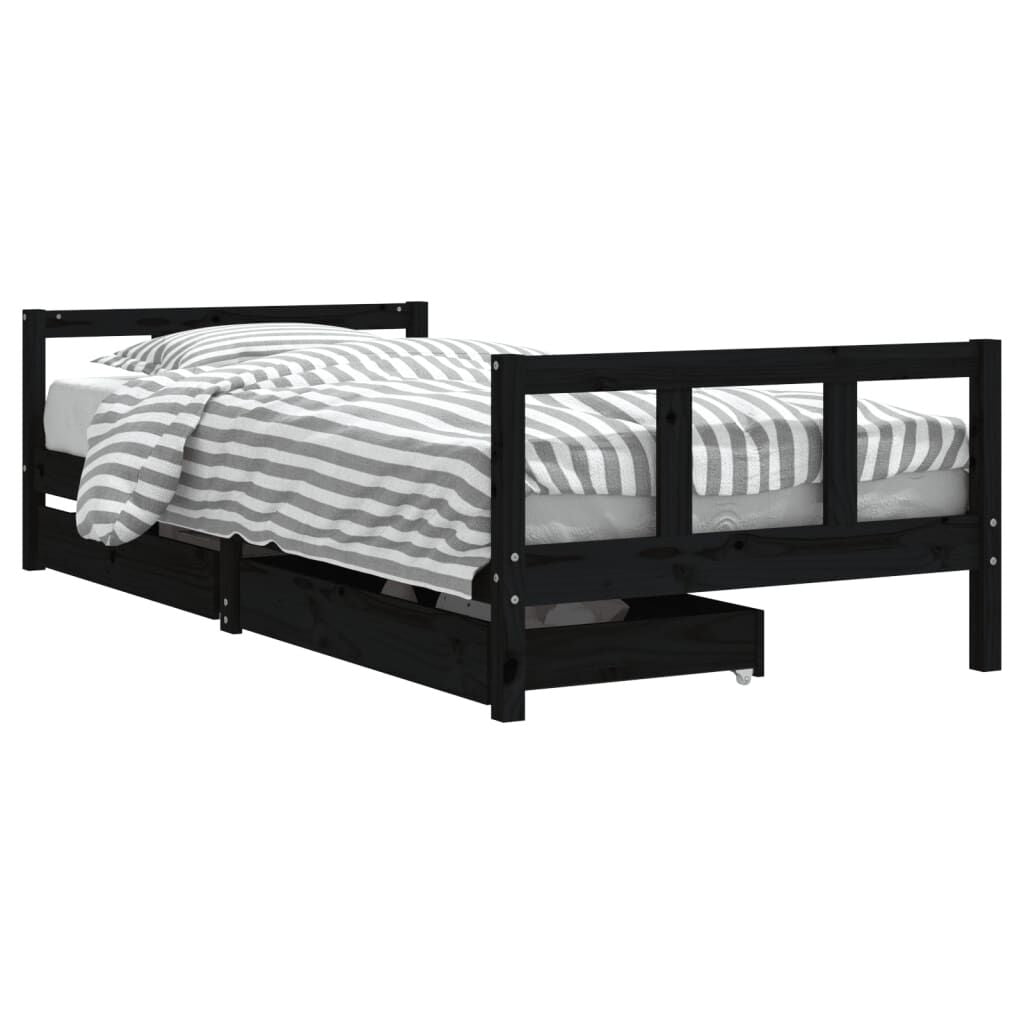 Vidaxl Estructura De Cama Niños Con Cajones Madera Pino Negro 90x200cm_0