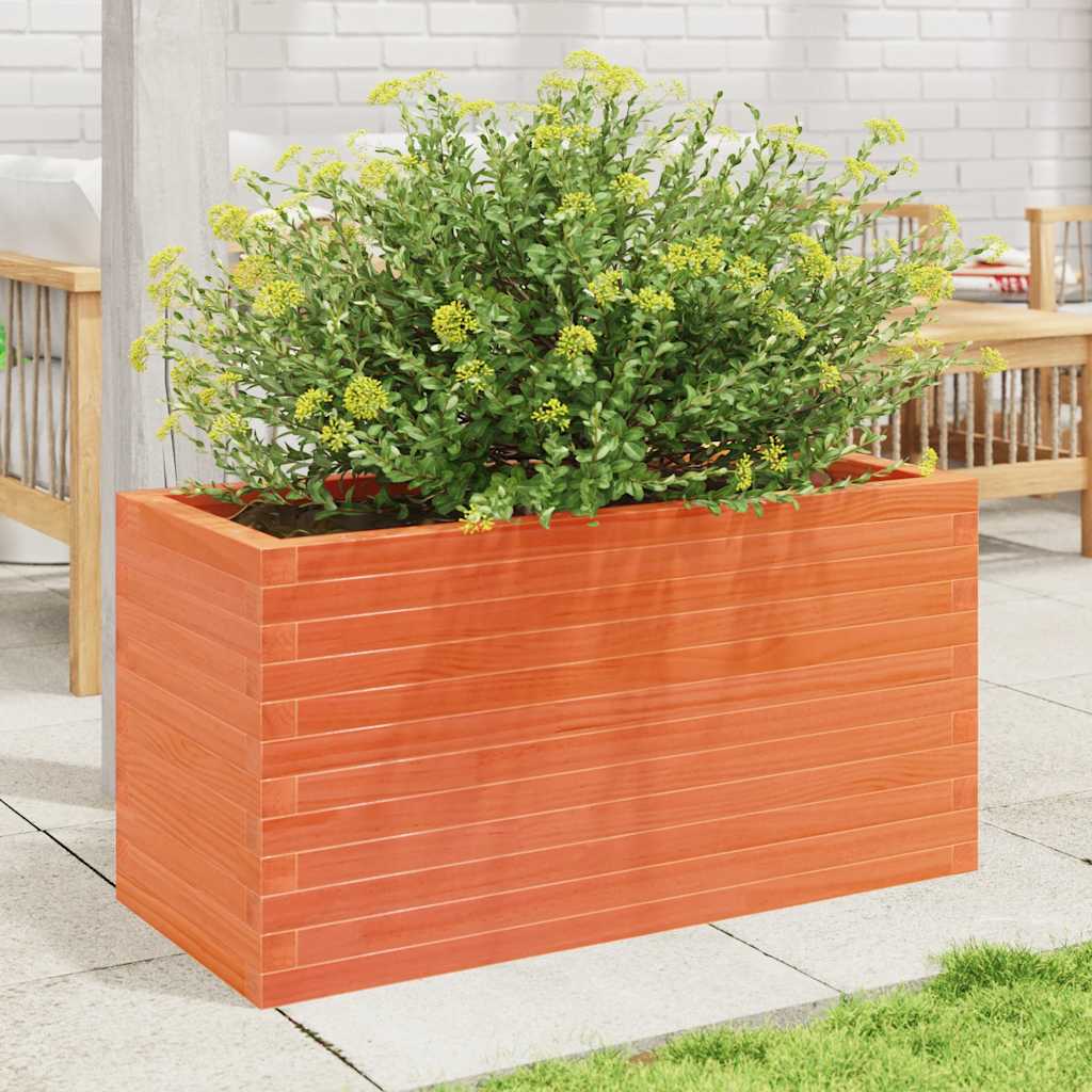 Jardinera De Madera Maciza De Pino Marrón Cera 90x40x45,5 Cm_2