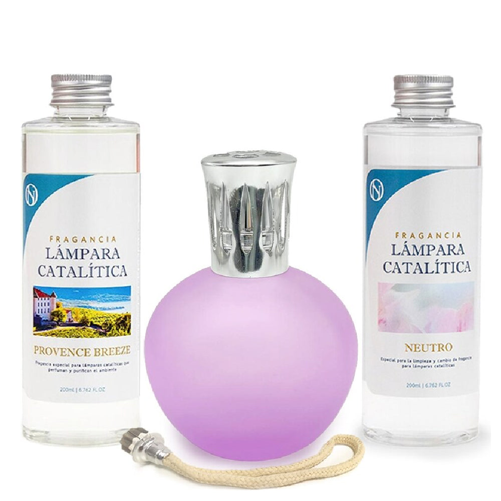 Pack Ahorro Lámpara Catalítica Fucsia Mate + Fragancia Provence Breeze 200ml + Limpiador Neutro 200ml + Mecha Repuesto_0