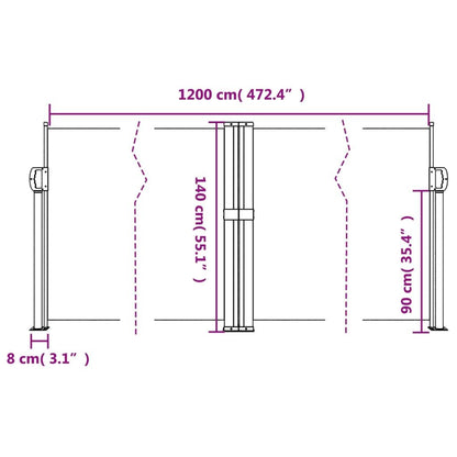 Vidaxl Toldo Lateral Retráctil Crema 140x1200 Cm_2