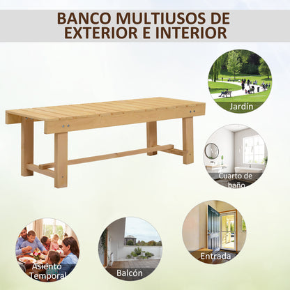 Outsunny Banco De Jardín De 2 Plazas Banco De Madera Carga 250 Kg Banco Para Patio Terraza 110x38x35 Cm Natural_4