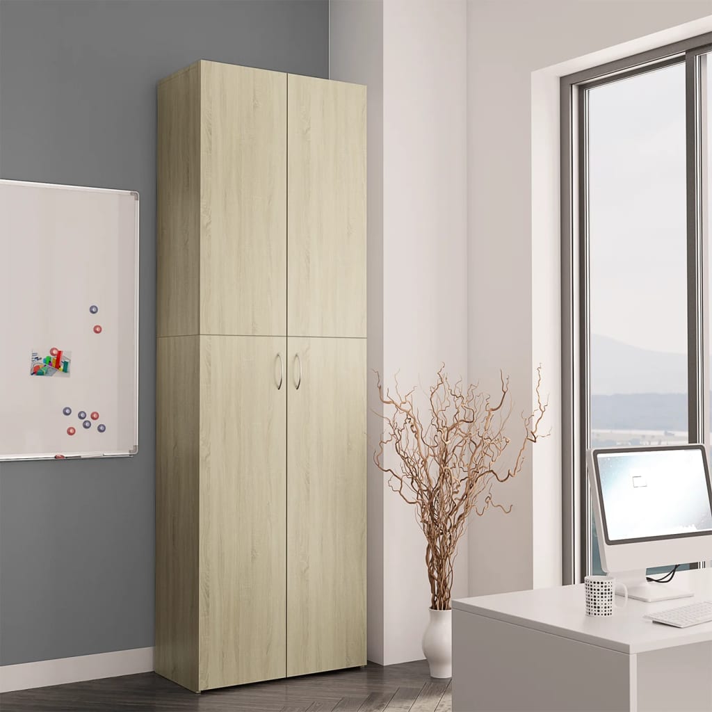Armario De Oficina Contrachapado Color Roble 60x32x190 Cm_2