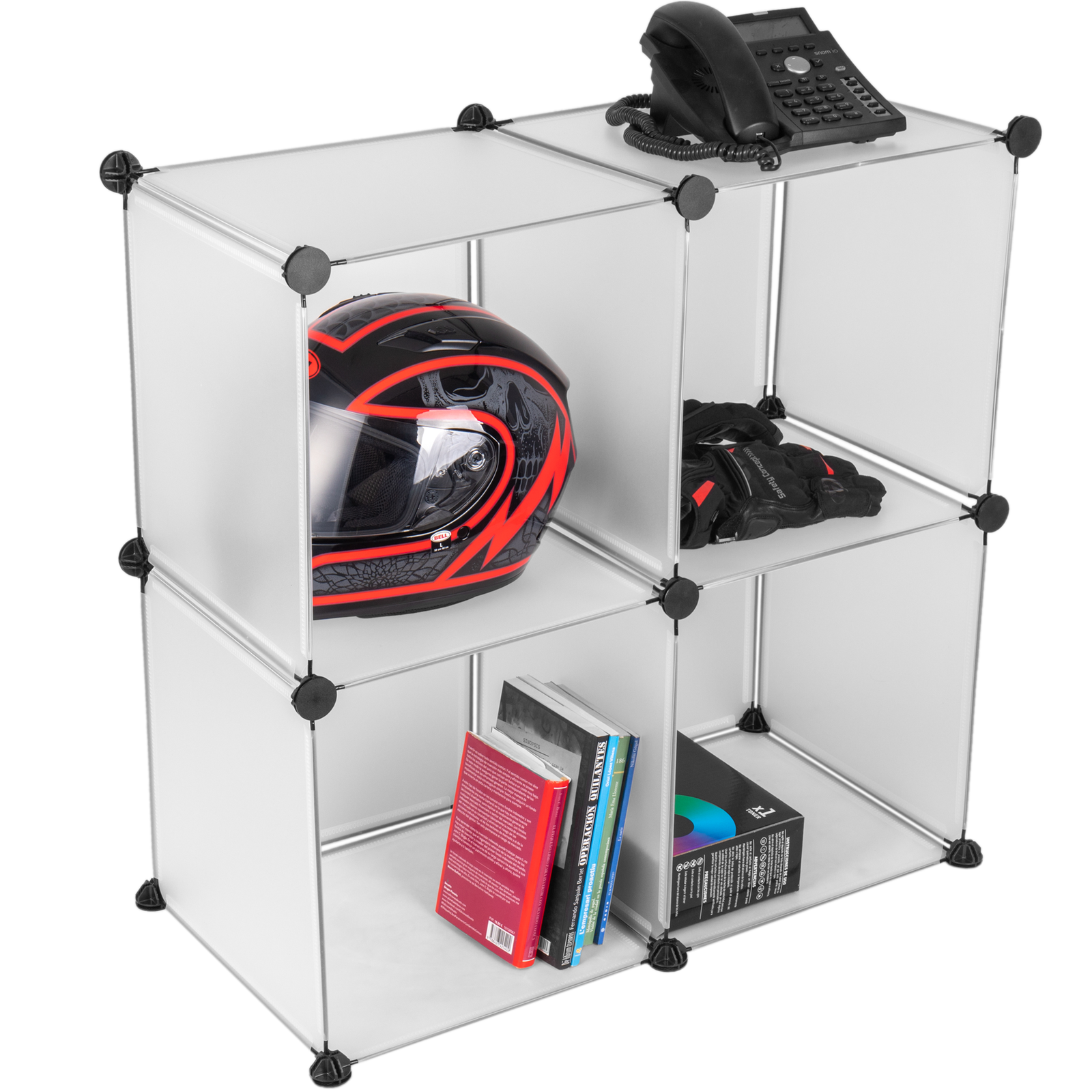 Armario Organizador Modular Estanterías De 4 Cubos De 35x35cm Plástico Blanco_2