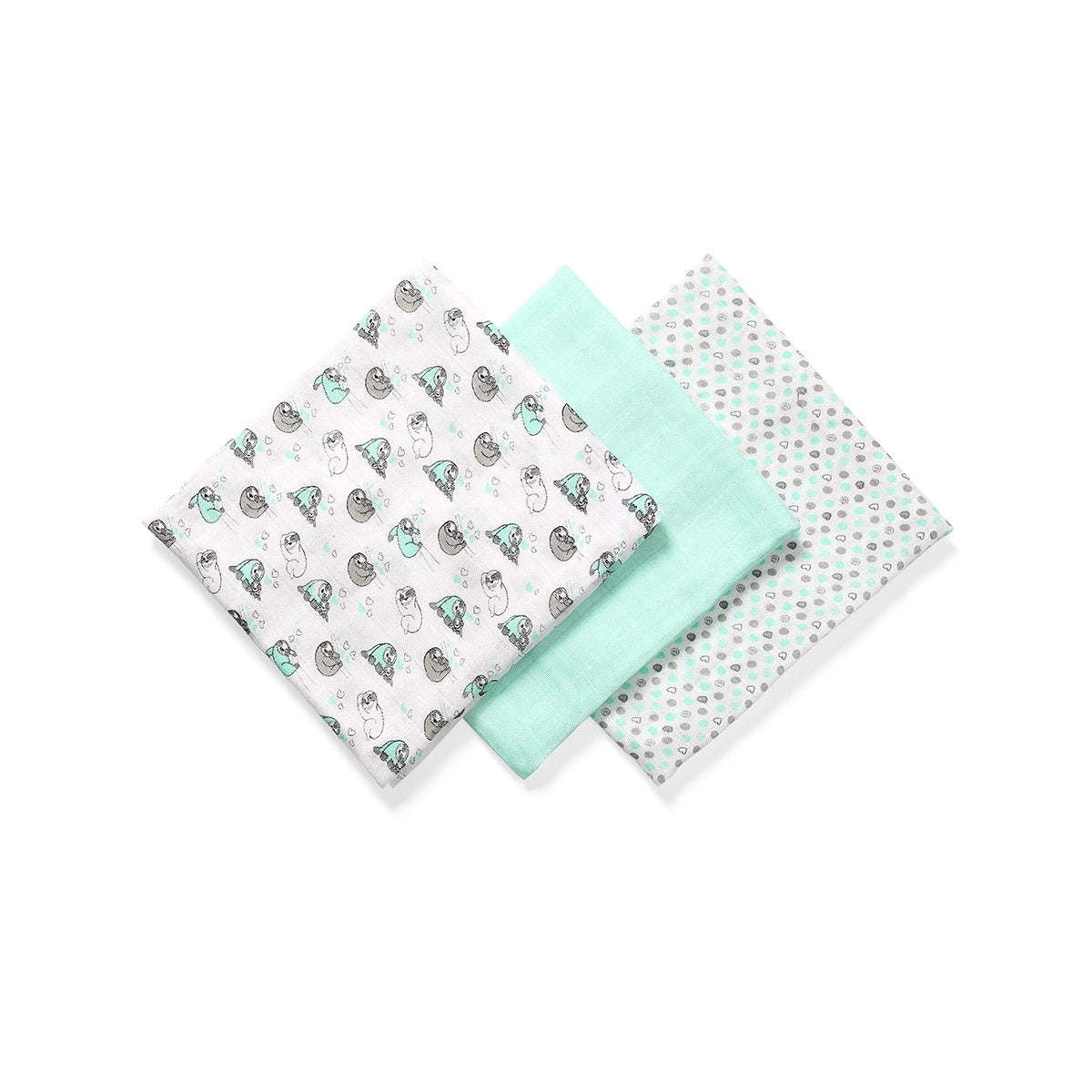 Pack 3 Muselinas Bambú Organico 70x70 Cm Mint