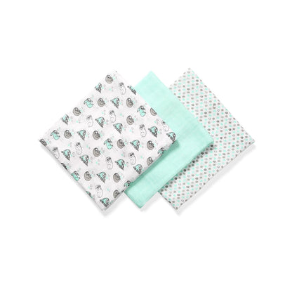 Pack 3 Muselinas Bambú Organico 70x70 Cm Mint