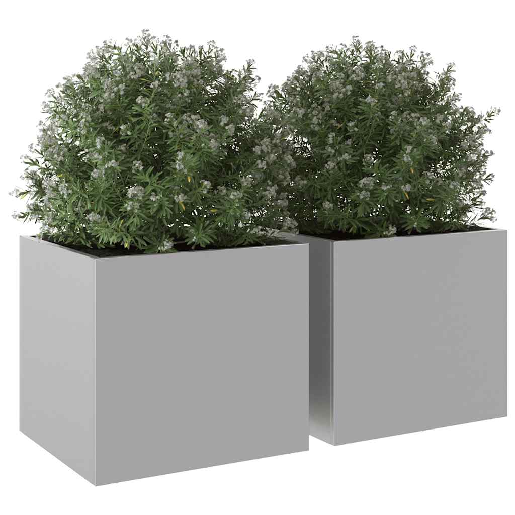 Jardineras 2 Unidades Acero Corten Plateado 32x30x29 Cm_3