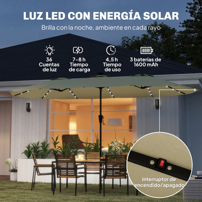 Outsunny Sombrilla Doble Con 36 Luces Led Solares_3