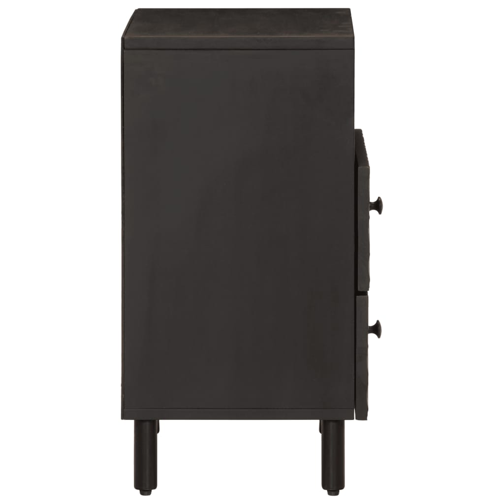 Mesita De Noche Madera Maciza De Mango Negra 50x33x60 Cm_2