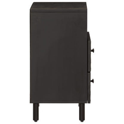 Mesita De Noche Madera Maciza De Mango Negra 50x33x60 Cm_2