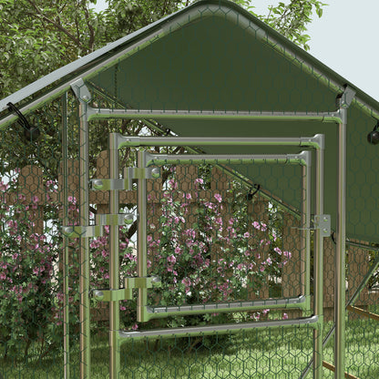 Pawhut Gallinero Para Exterior 3x2x2 M Con Comedero Colgante Tipo Brocheta Plata_3