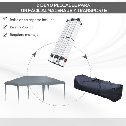 Outsunny Carpa Plegable 6x3 M Con Altura Ajustable Y Toldo Anti-uv Gris Claro_3