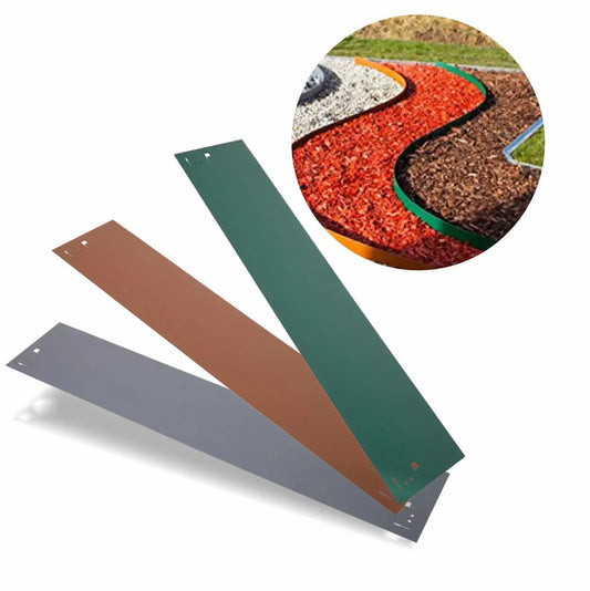 Borde De Césped Metálico 18,5 Cm X 120 Cm, Color: Gris_0