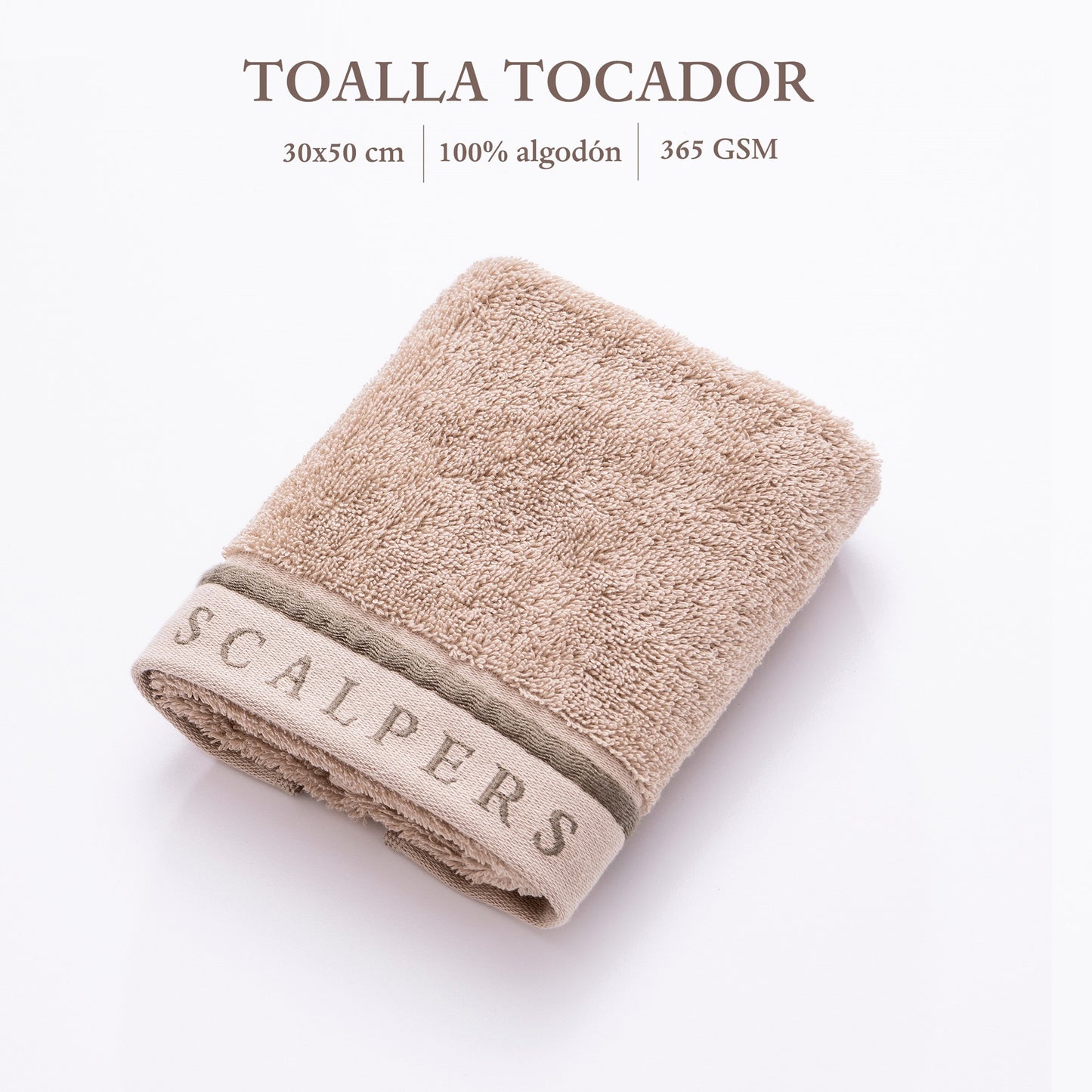 Toalla De Tocador 30x50cm En Algodón Beige Con Rayas Scalpers Home_1