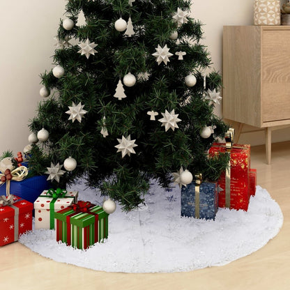 Vidaxl Falda De Árbol De Navidad De Lujo Blanca De 150 Cm De Piel Sintética_1