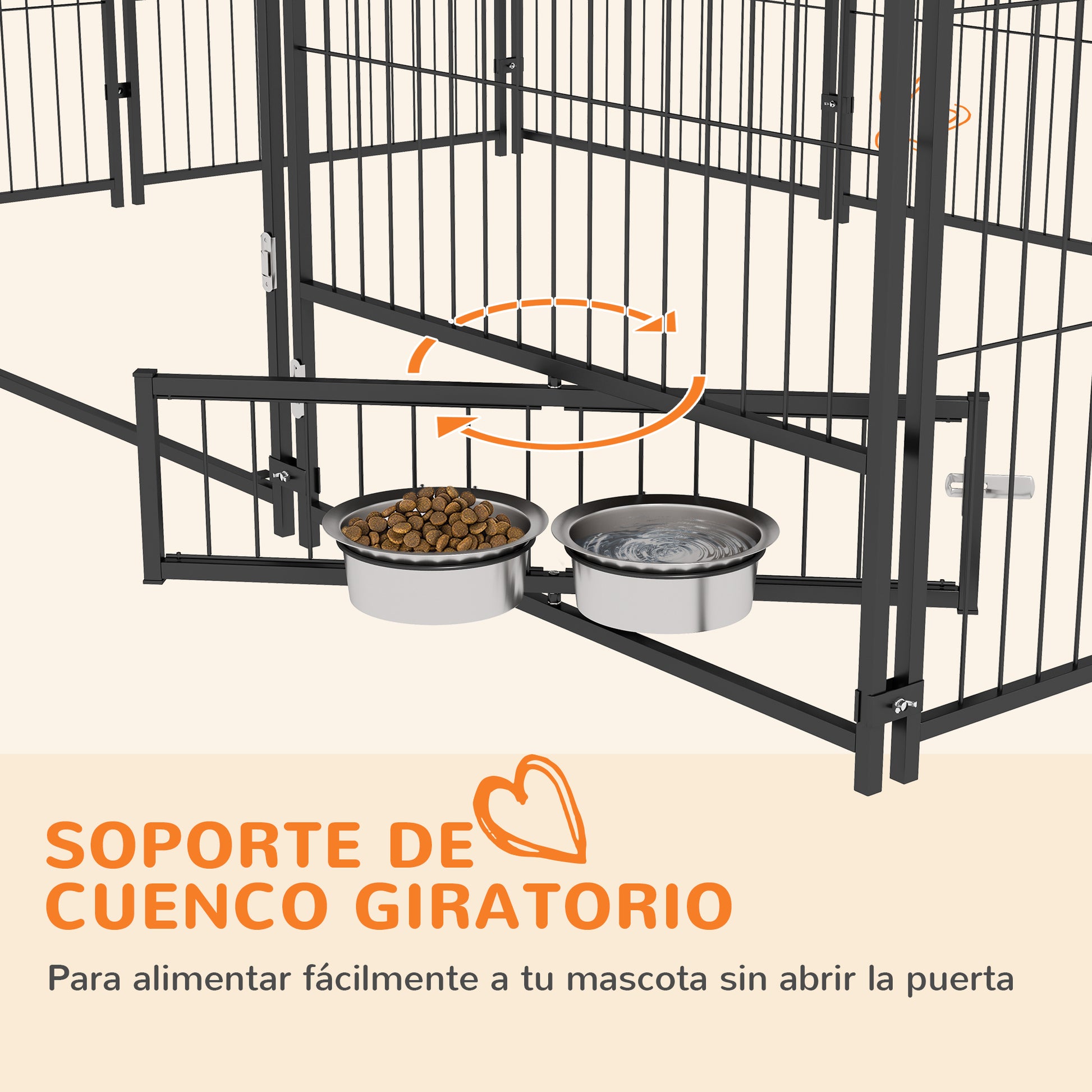 Pawhut Perrera Con Toldo Y 2 Cuencos Para Exterior 211x141x151 Cm Negro_5