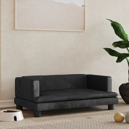 Cama Para Perros De Terciopelo Negro 80x45x30 Cm / Vetonek_2