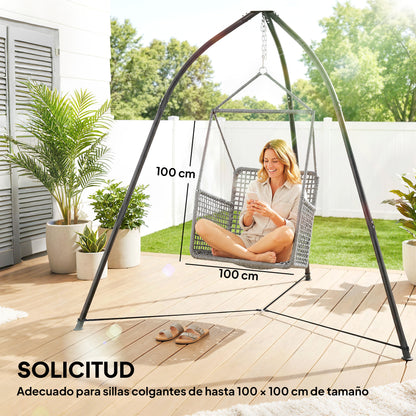 Outsunny Soporte Para Silla Colgante De Metal Con Cadena Ajustable Base Estable_5