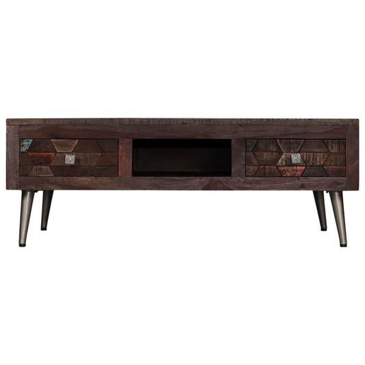 Mesa De Centro De Madera Maciza Reciclada 100x60x35 Cm_0