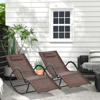 Outsunny 2 Mecedoras De Exterior Con Reposacabezas 160x61x79cm Marrón_1