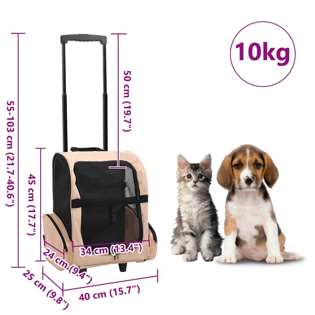 Vidaxl Carro Plegable Para Mascotas Multiusos Beige_2