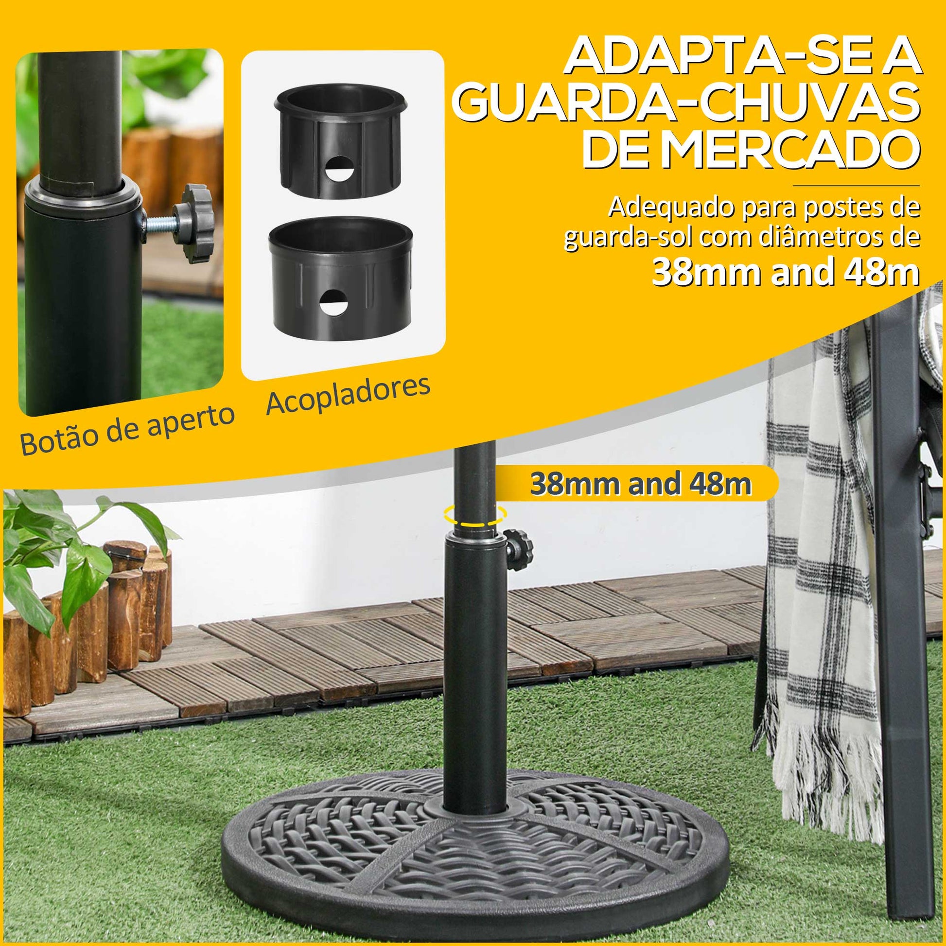 Outsunny Base De Sombrilla Redonda Soporte Para Parasol Con Relleno De Cemento Peso 9_3