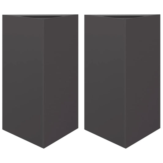 Jardineras Triangulares 2 Uds Acero Negro 50x43x75 Cm_0