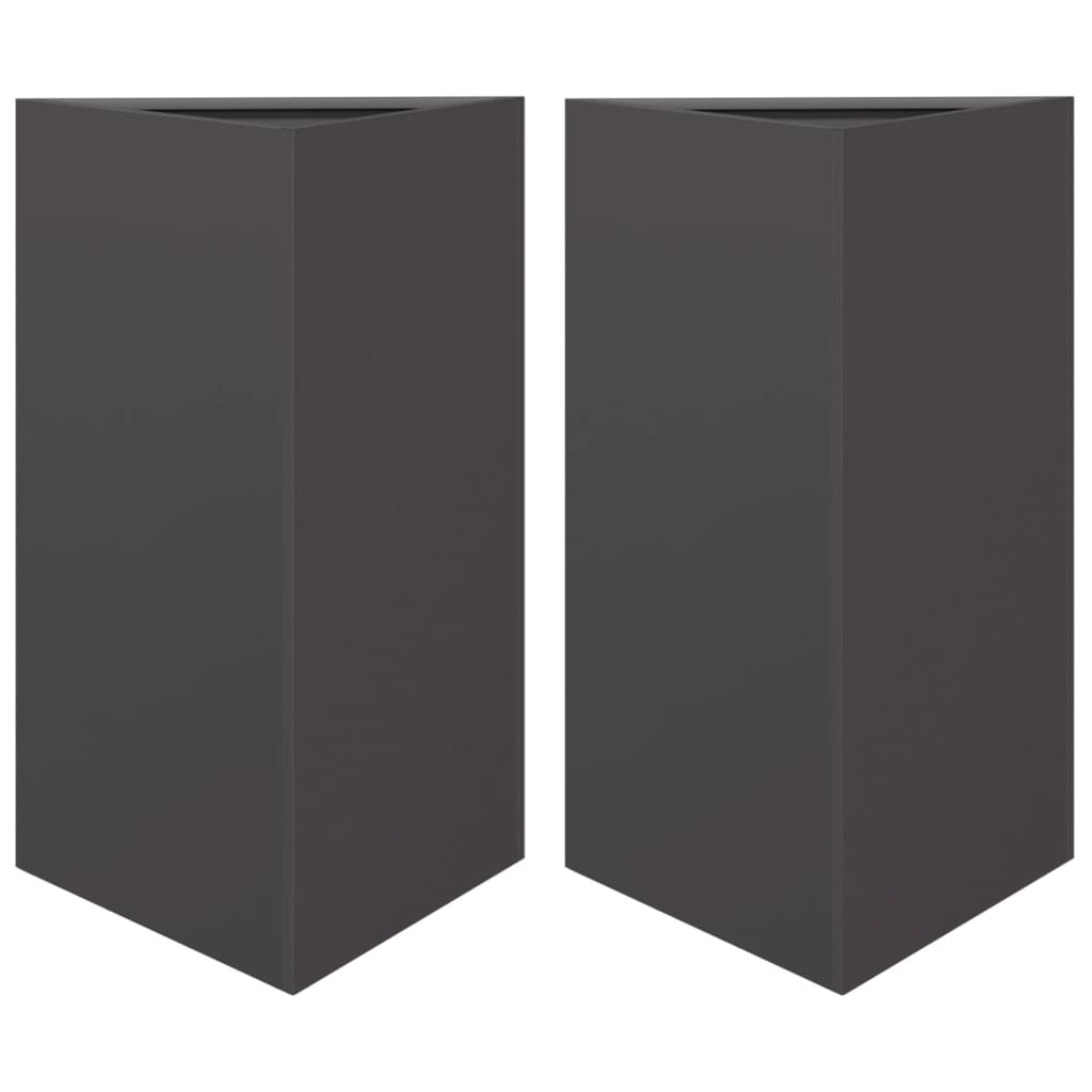 Jardineras Triangulares 2 Uds Acero Negro 50x43x75 Cm_0