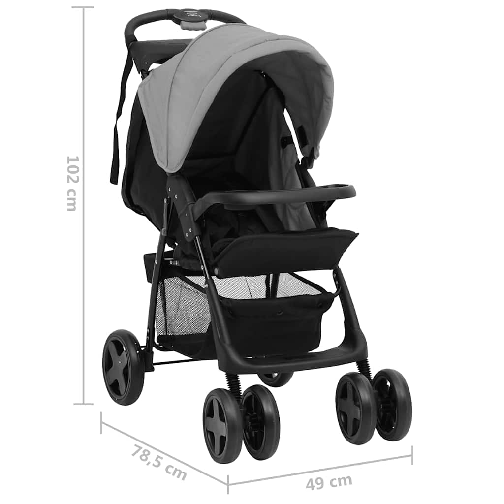 Vidaxl Carrito De Bebés 2 En 1 De Acero Gris Claro Y Negro_2
