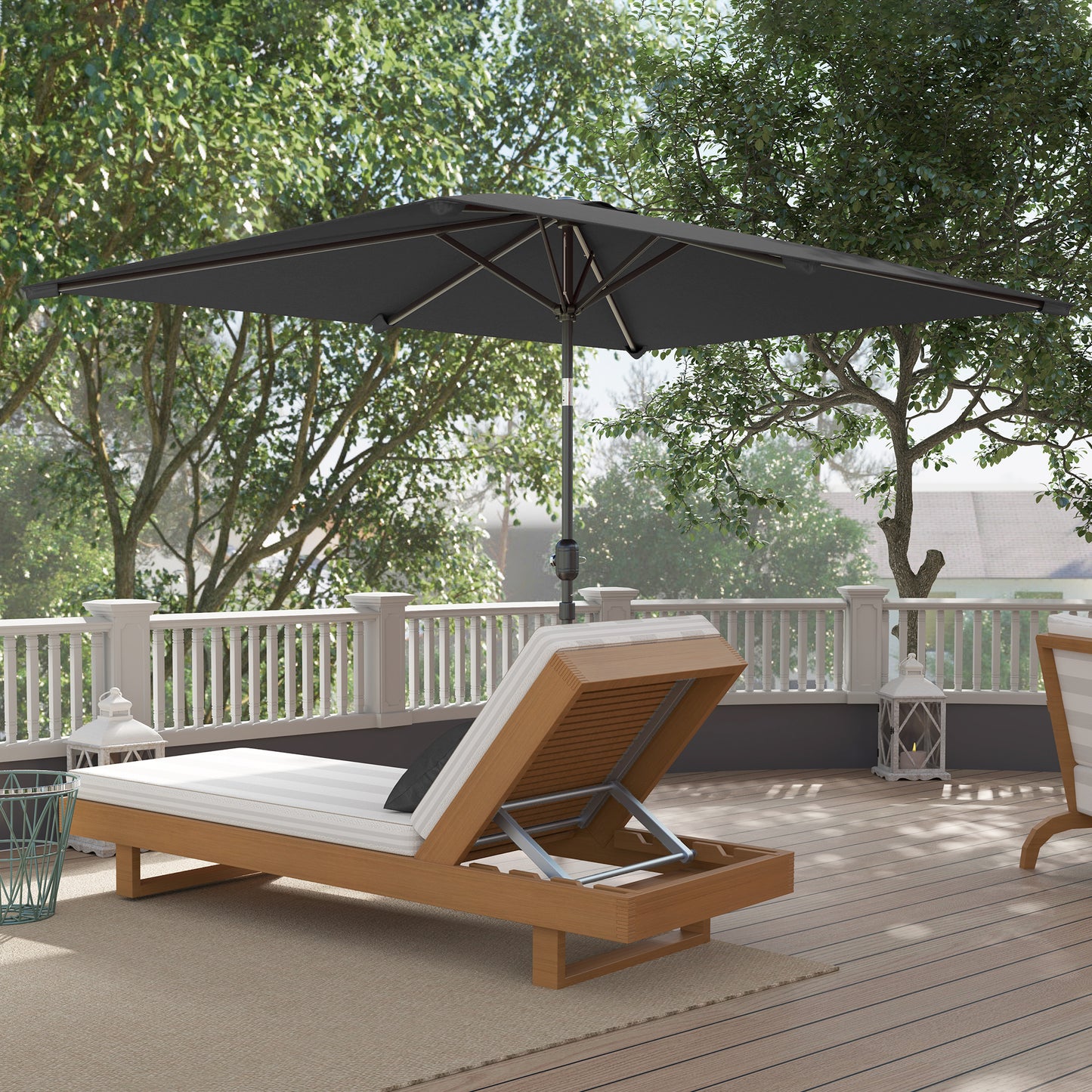 Outsunny Sombrilla De Terraza Exterior 200x300 Cm Con Ángulo Ajustable Gris_4