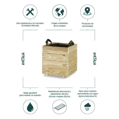 Jardinera de madera Pun Hortalia 40 x 40 x 40 cm