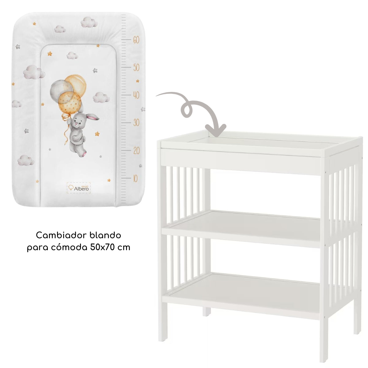 Cambiador Blando Para Comoda 70x50 Bunny