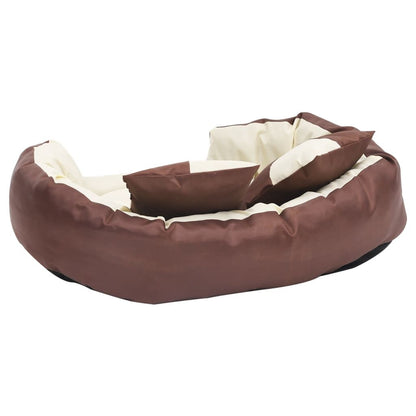Vidaxl Cojín Para Perro Reversible Y Lavable Marrón Y Crema 85x70x20cm_4