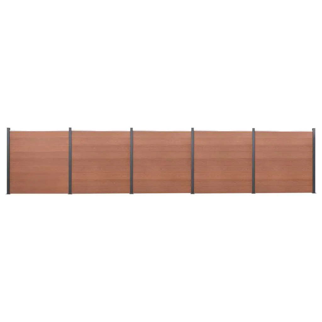 Juego De Paneles De Valla Wpc Marrón 872x186 Cm / Vetonek_1