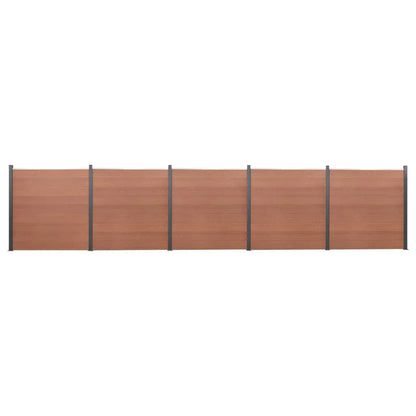 Juego De Paneles De Valla Wpc Marrón 872x186 Cm / Vetonek_1