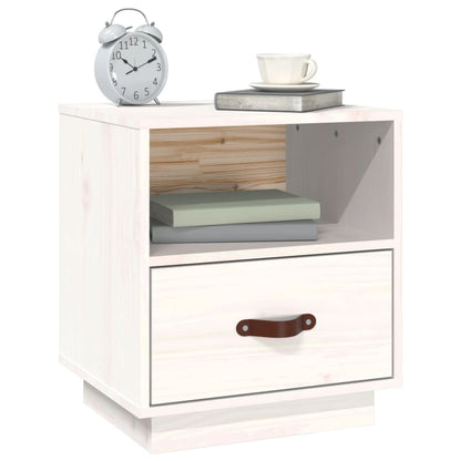 Mesita De Noche Madera Maciza De Pino Blanca 40x34x45 Cm_2